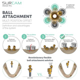 hex-indexed ball attachment with 6 offset positions for parallel overdenture alignment