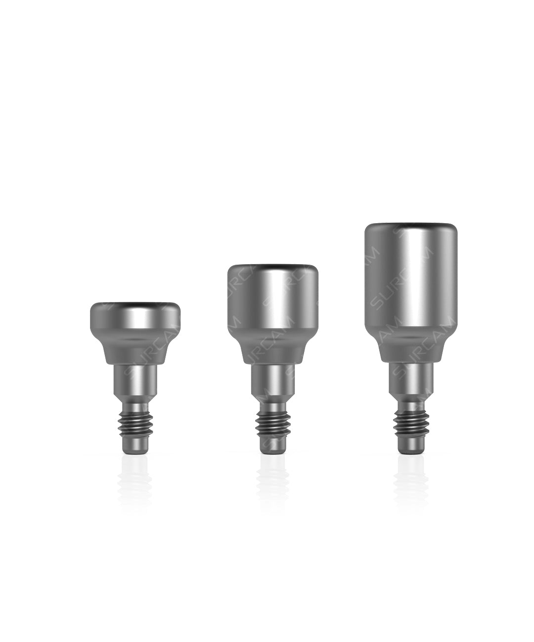 Set of RP platform healing caps in 3 mm, 5 mm, 7 mm gingival heights