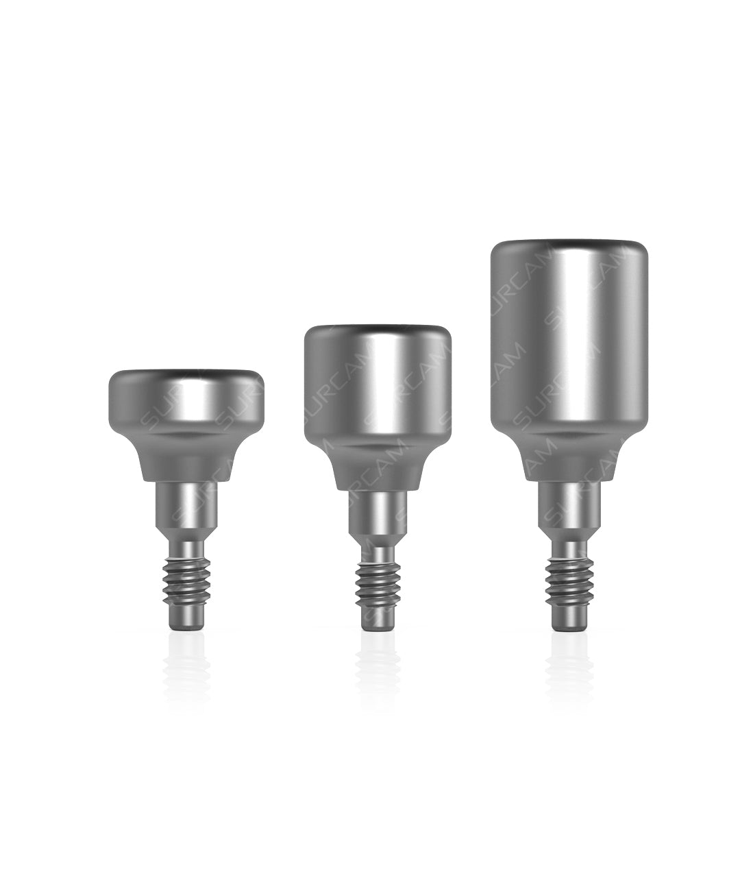 Set of 3.5 NP healing caps in 3 mm, 5 mm, and 7 mm gingival heights