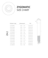 Zygoma-anchored implant with internal hex 2.43 mm and SLA surface Size Chart 4.2