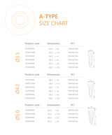 A-Type compressive dental implant Size Chart