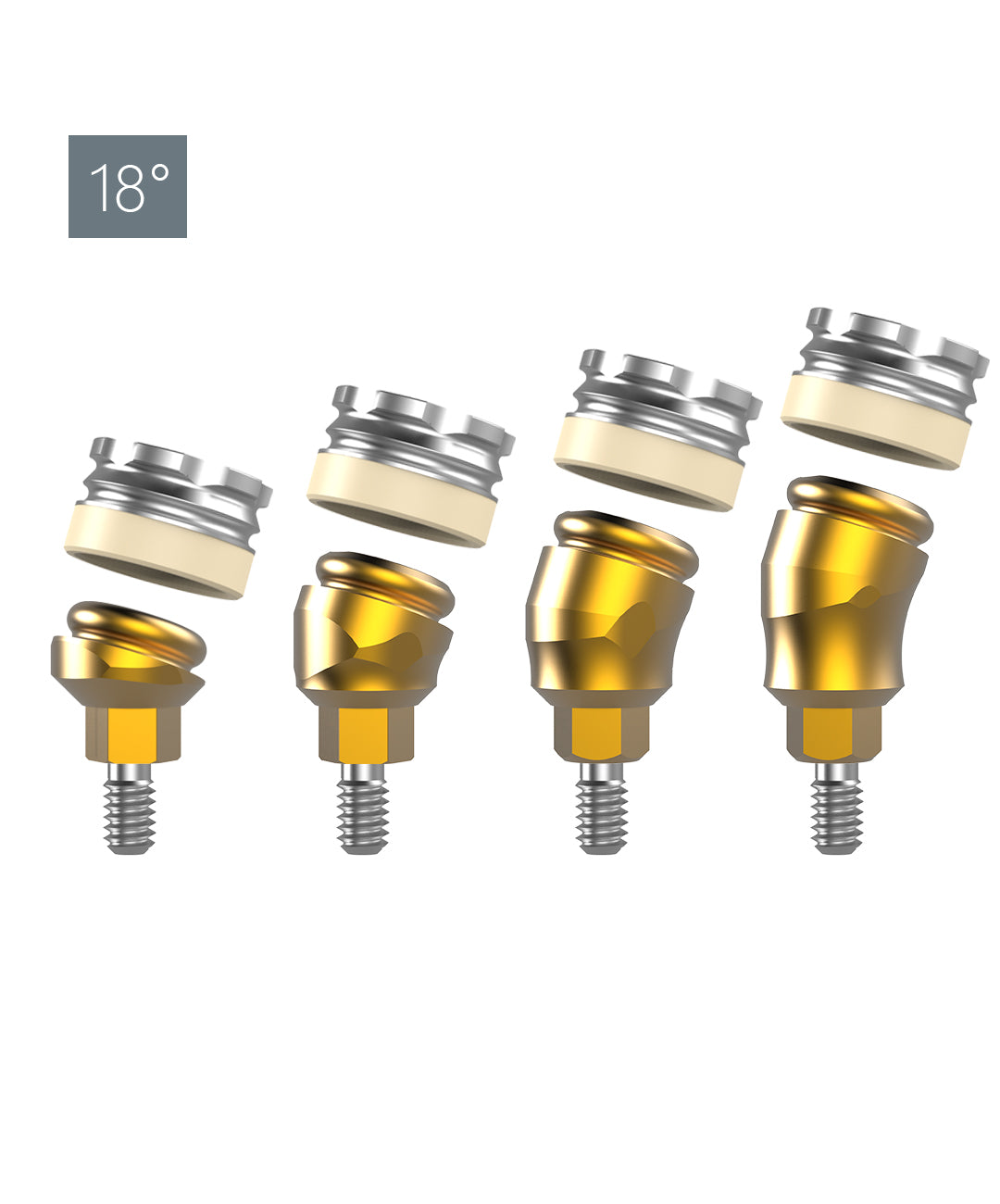Angular Wise-Lock Angled overdenture attachment options18° for divergence correction