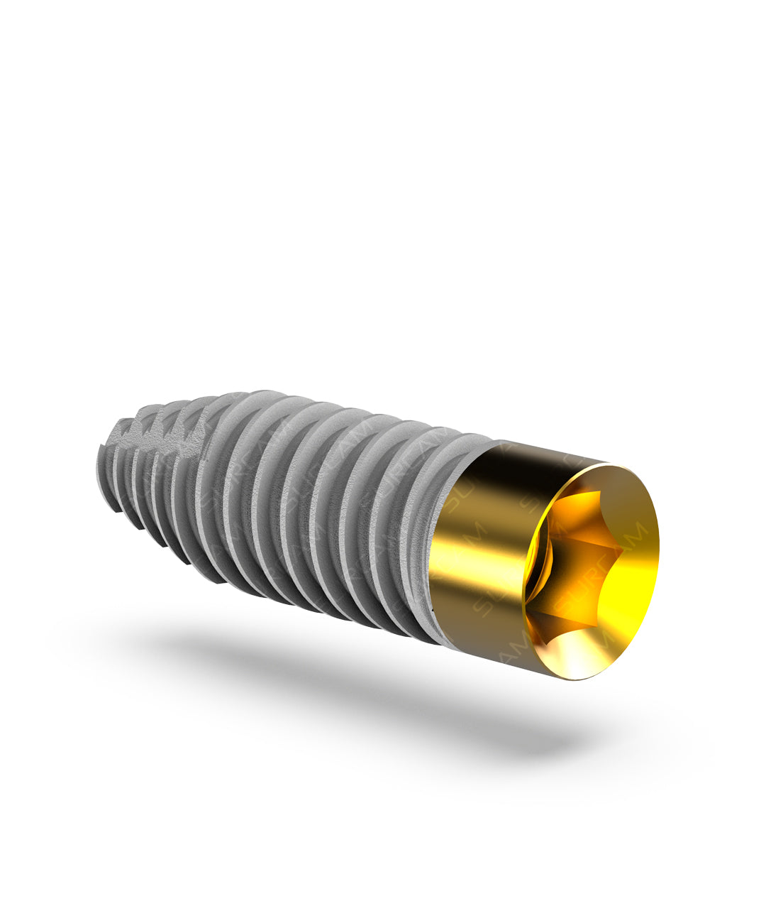 Dental implant with internal hexagon connection and gold neck