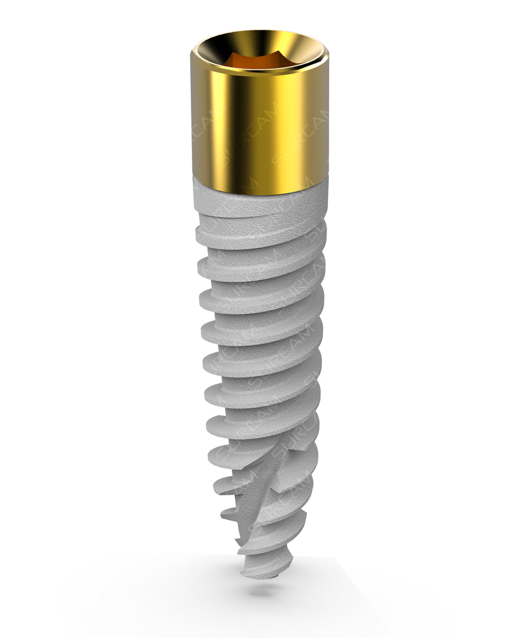 Pterygoid dental implant for posterior maxilla with TiN-coated neck