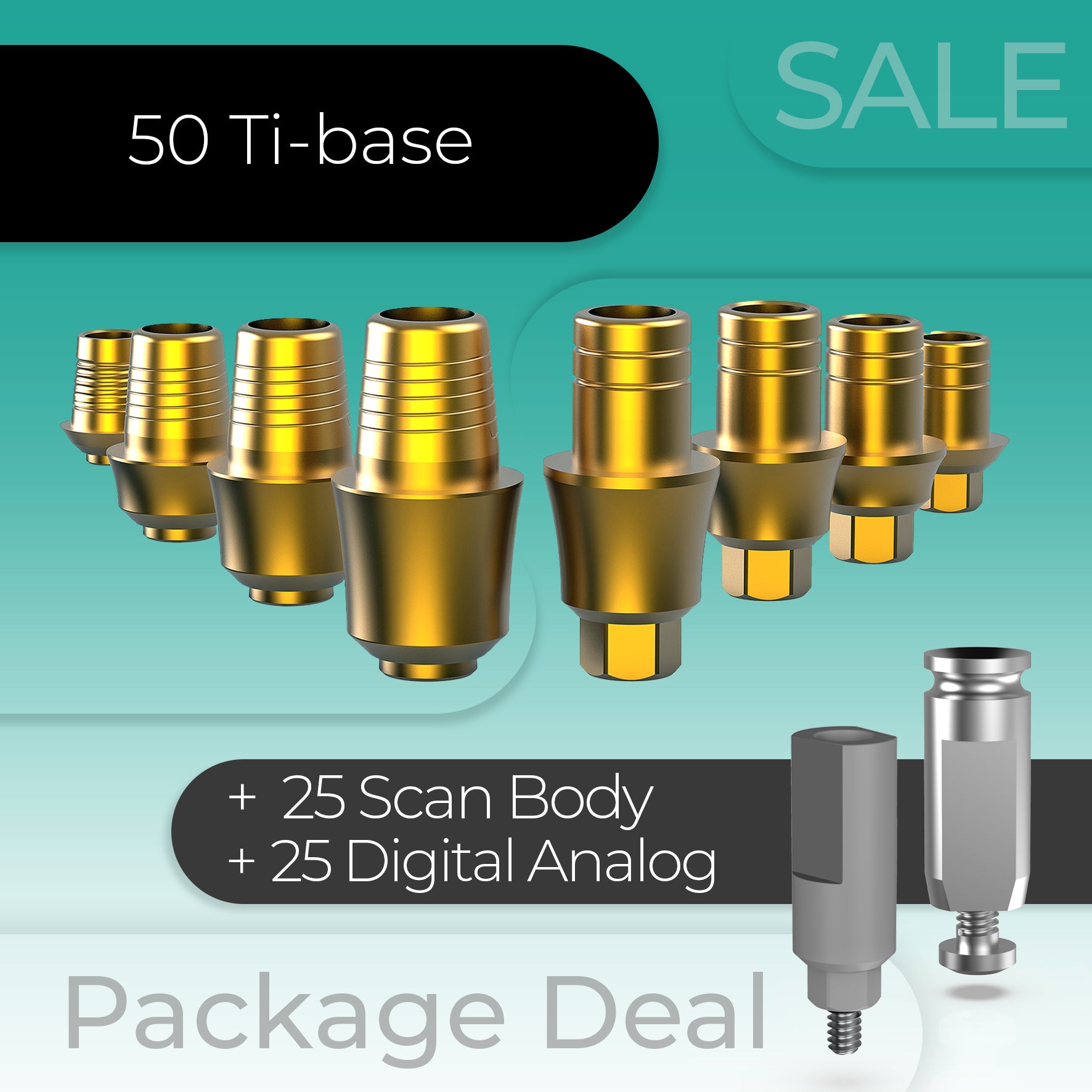 CAD/CAM Bundle: 50 Ti-Bases, 25 Analogs, 25 Scan Bodies | Surcam
