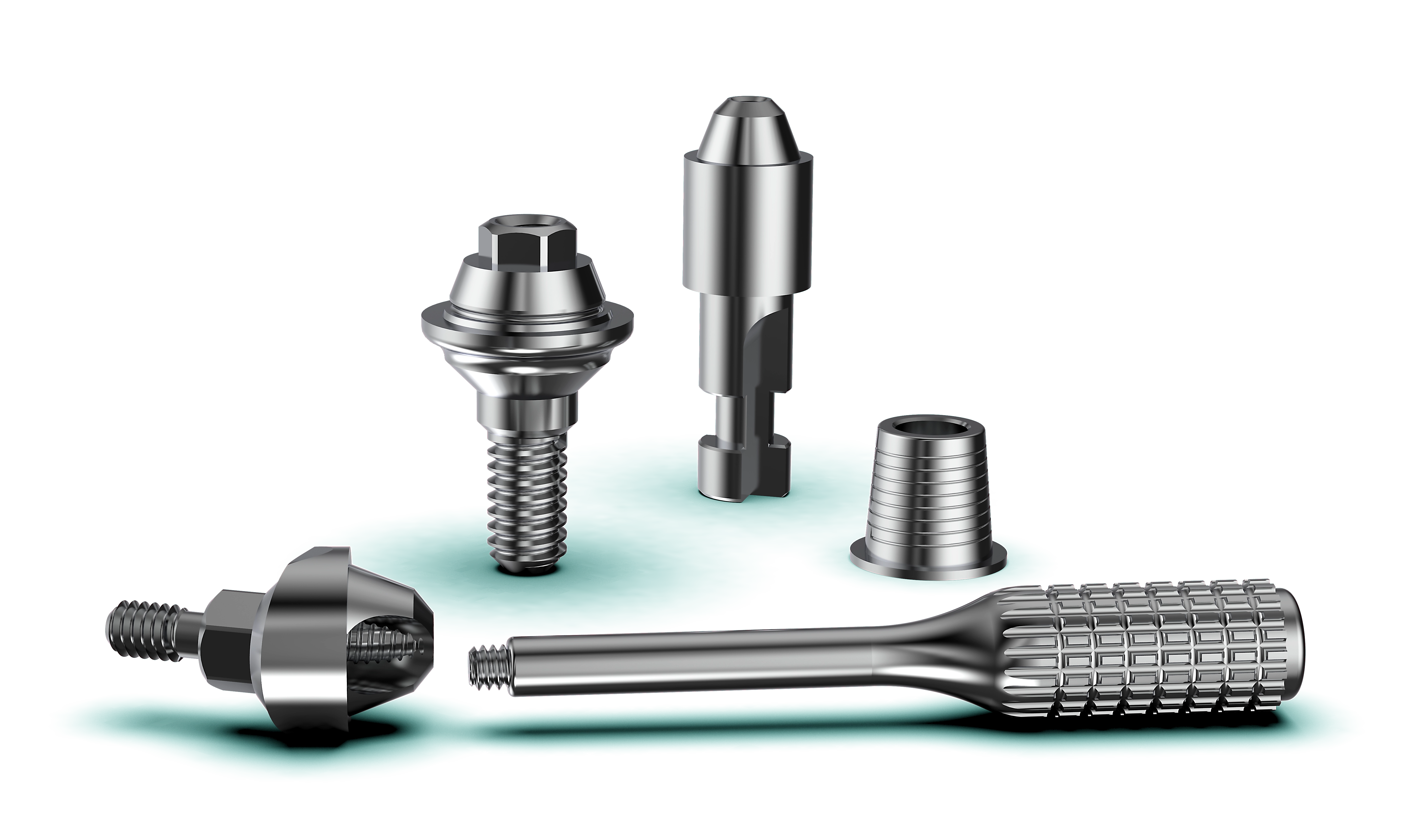 Complete Multi-Unit dental implant components including abutments, screws, healing caps, and transfers for predictable restorative workflows.