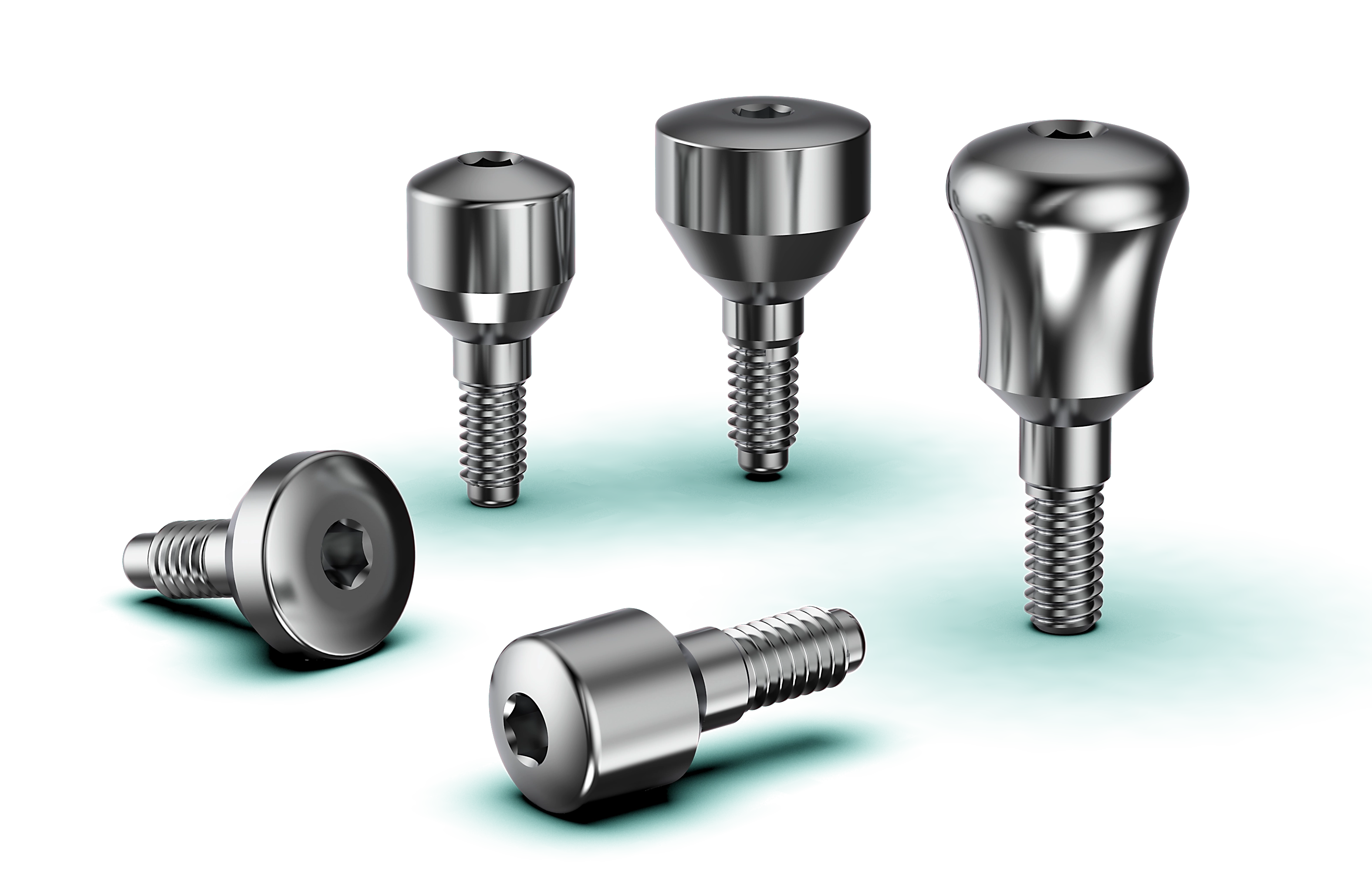 Internal Hex healing caps for dental implants, promoting soft tissue contour, secure sealing, and reliable healing around titanium implant sites.