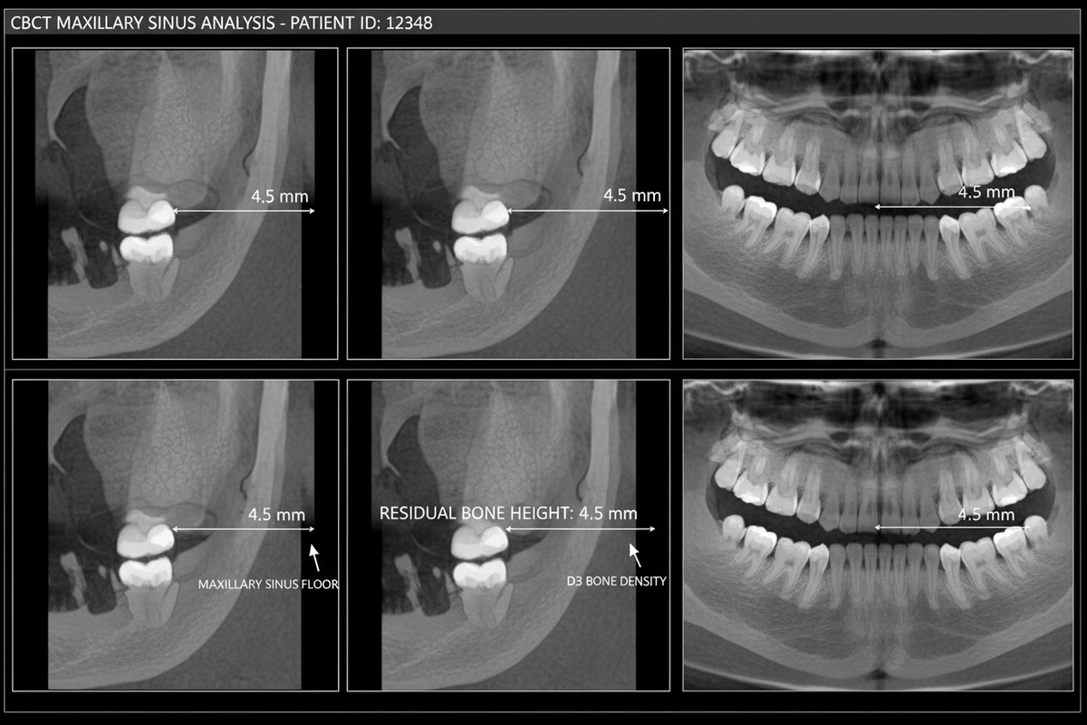 CBCT / radiographic view — Single tooth, soft posterior maxilla — U-Type staged to immediate provisional