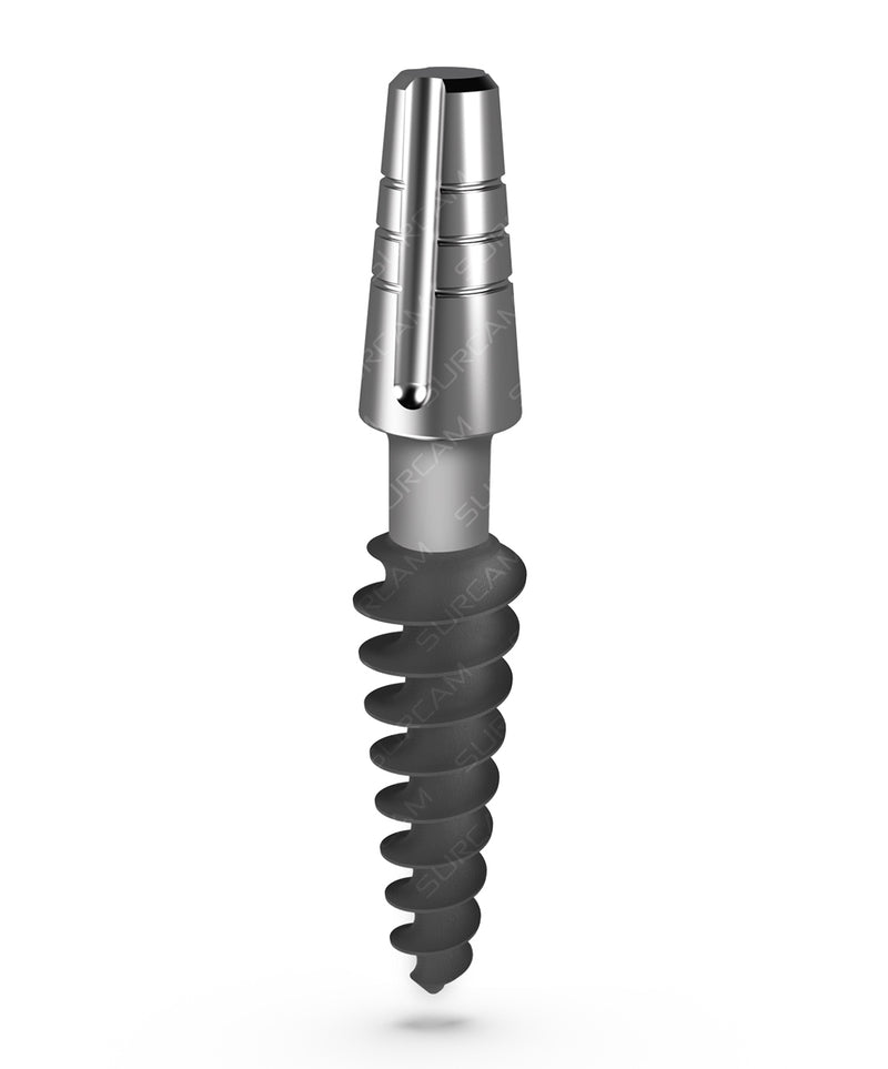 One-piece compressive dental implant bendable neck